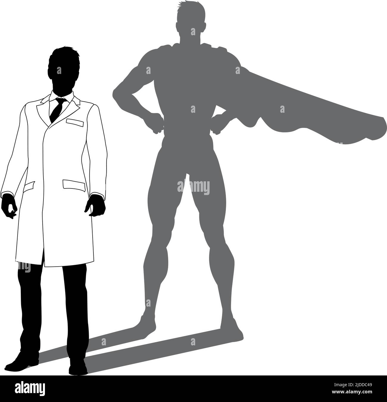 Super-héros Biologiste Super Hero Shadow Silhouette Illustration de Vecteur
