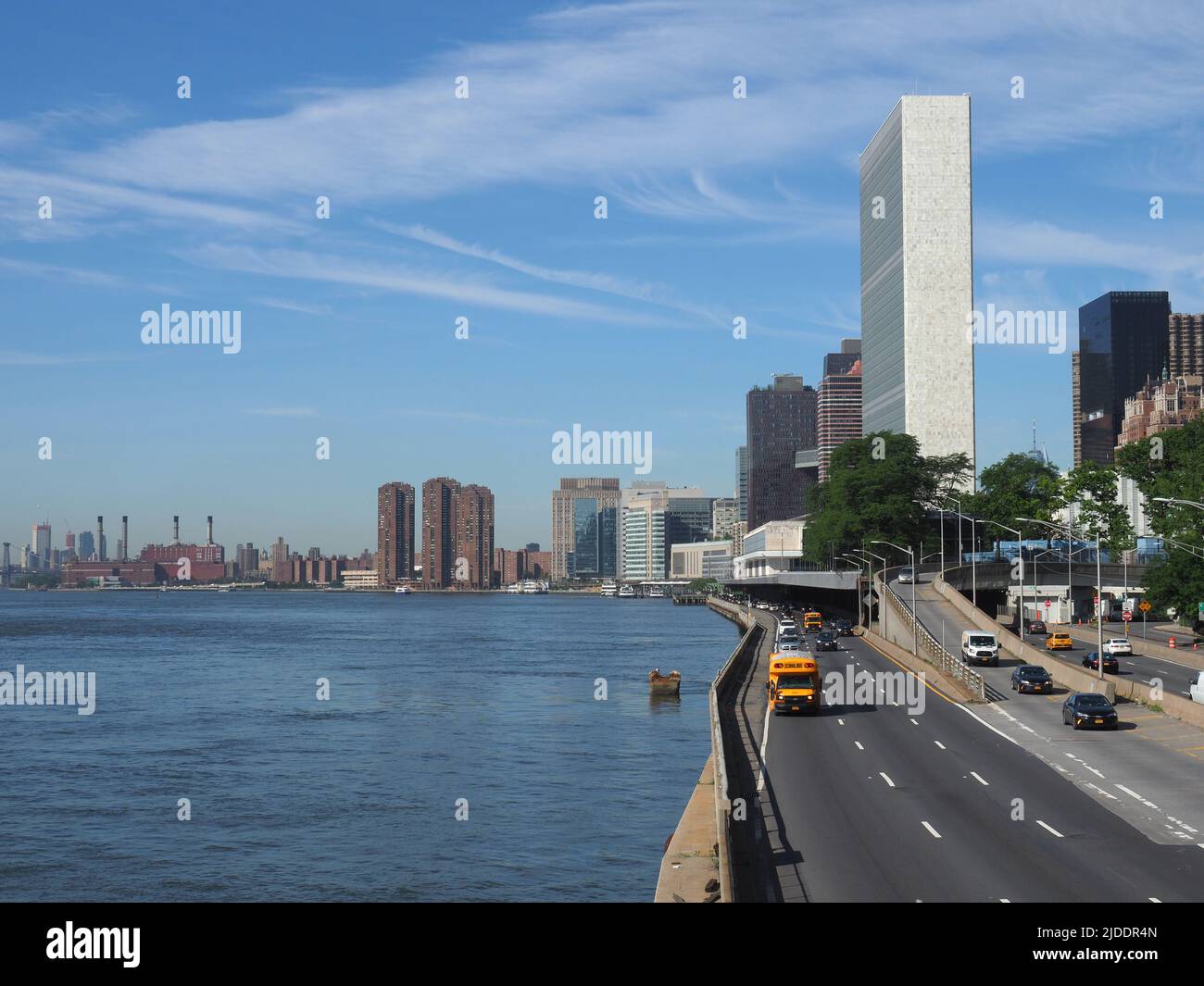 Siège des Nations Unies et FDR Drive. Banque D'Images