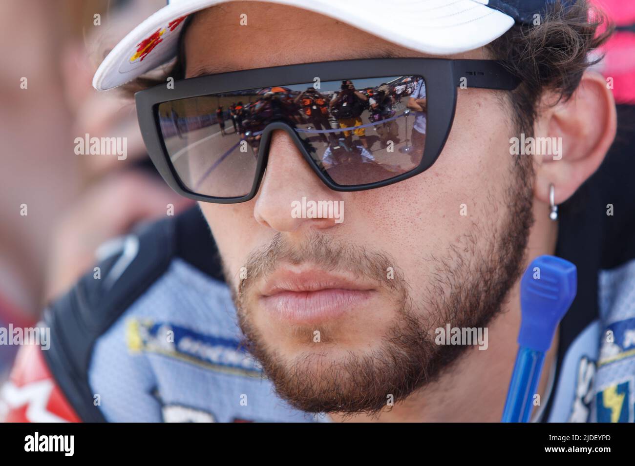 Hohenstein Ernstthal, Allemagne. 19 juin 2022. MotoGP Liqui Moly Motorrad Grand Prix Deutschland au circuit Sachsenring, Hohenstein-Ernstthal, Allemagne. Photo: ENEA Bastianini (ITA) de Gresini Racing MotoGP sur la grille Banque D'Images