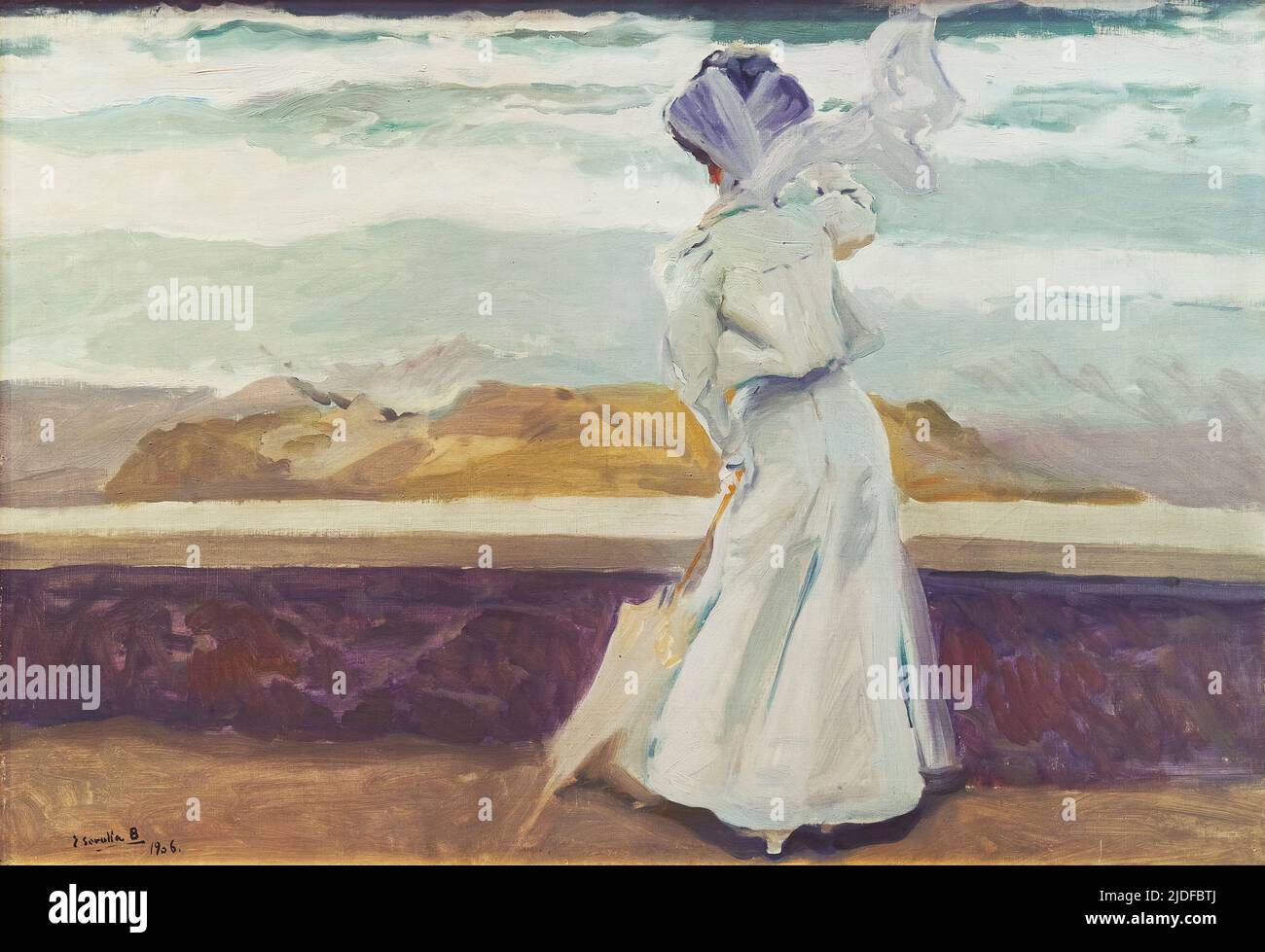 Joaquin Sorolla y Bastida (1863-1923). Figure en blanc, Biarritz (Figura en blanco, Biarritz). 1906. Huile sur toile. 63 x 91,50 cm. Joaquin Sorolla y Banque D'Images