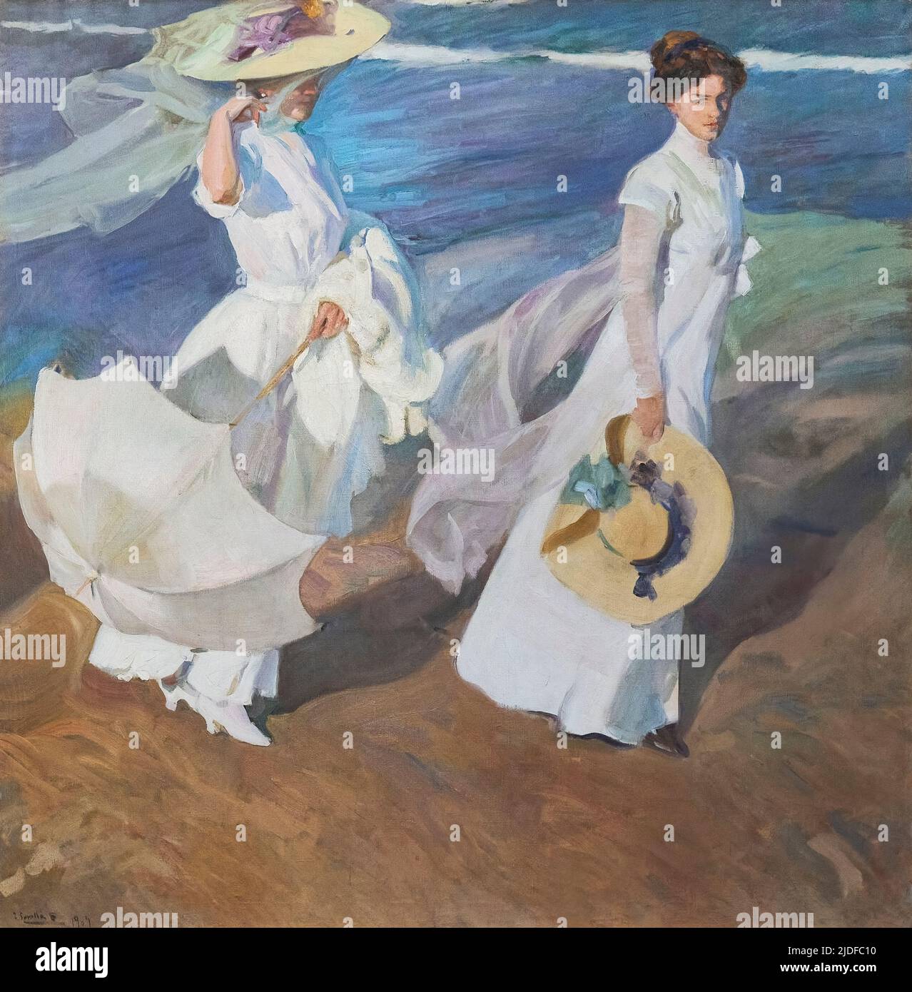Joaquin Sorolla y Bastida (1863-1923). Promenade le long de la mer. (Paseo a orillas del mar). 1909. Huile sur toile. 205 x 200 cm. Joaquin Sorolla y Banque D'Images