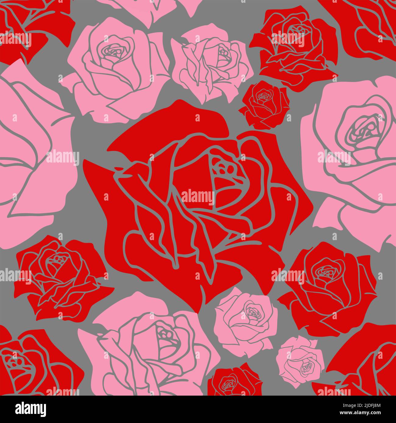 motif sans couture de grands boutons roses rouges et roses, texture, design Illustration de Vecteur