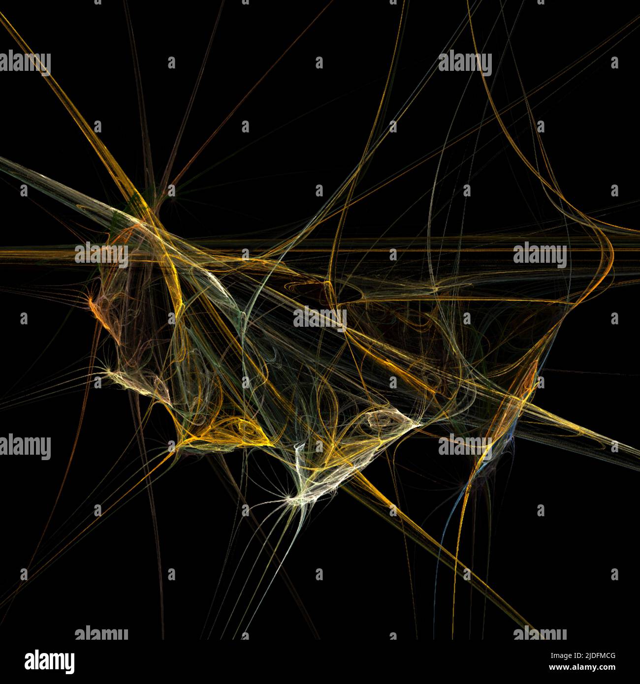 arrière-plan linéaire abstrait lumineux, dessin numérique léger sur noir, graphiques, design Banque D'Images