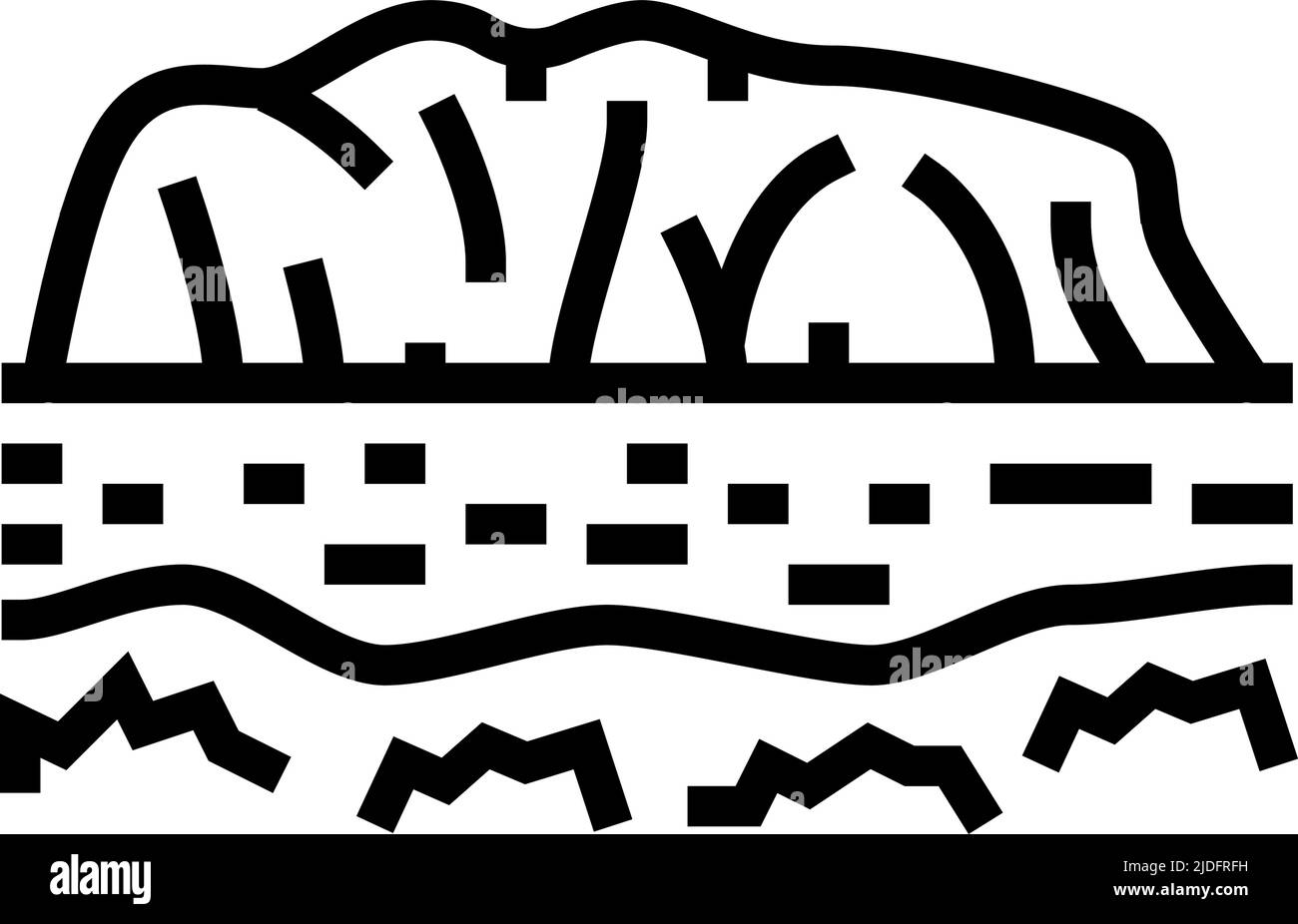 illustration vectorielle icône uluru mountain line Illustration de Vecteur