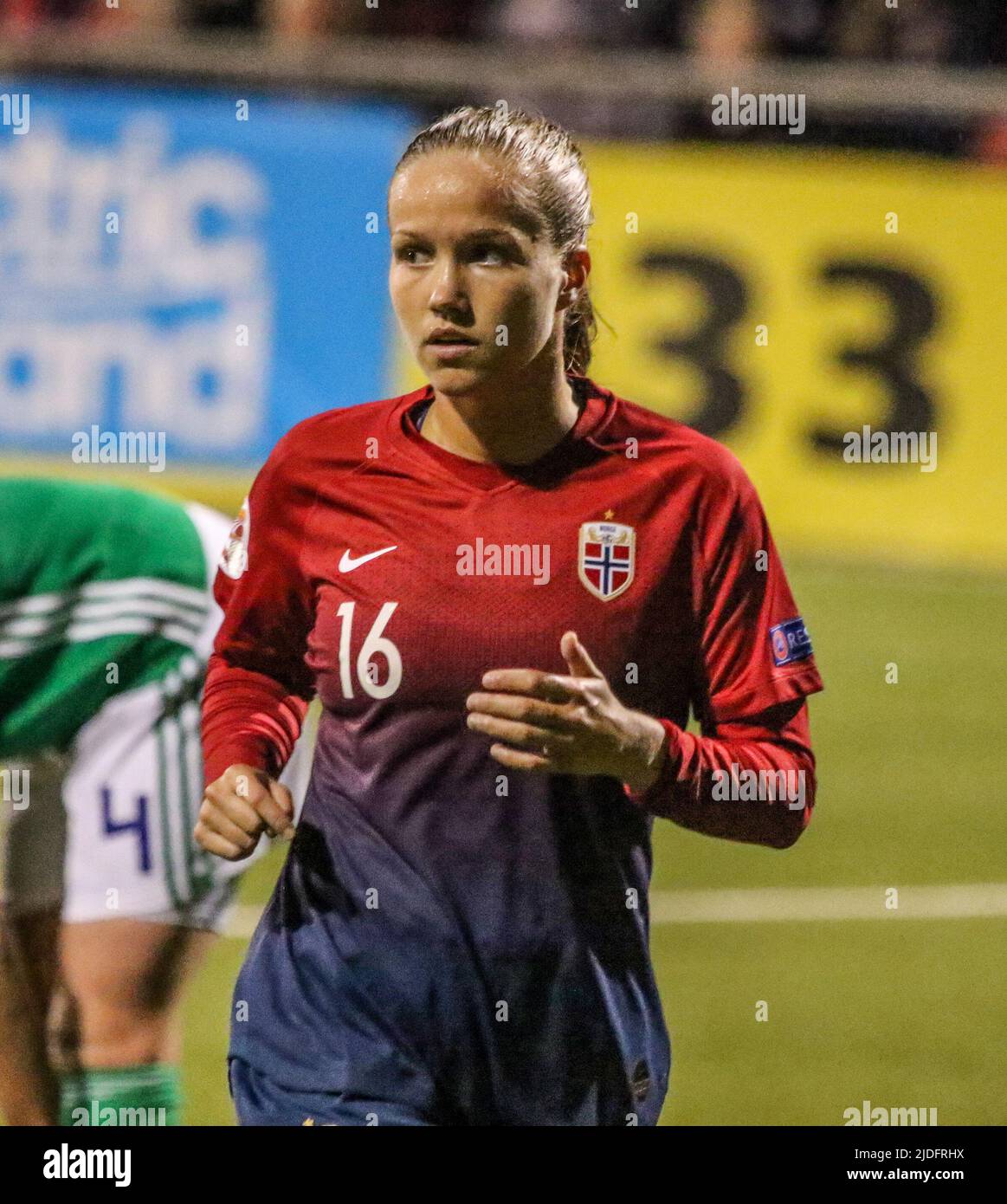 UEFA European Women's Championship 2021. 30 août 2019. Irlande du Nord 0 Norvège 6 à Seaview, Belfast. Norvège Femme joueur international de football Guro Reiten Norvège (16). Banque D'Images