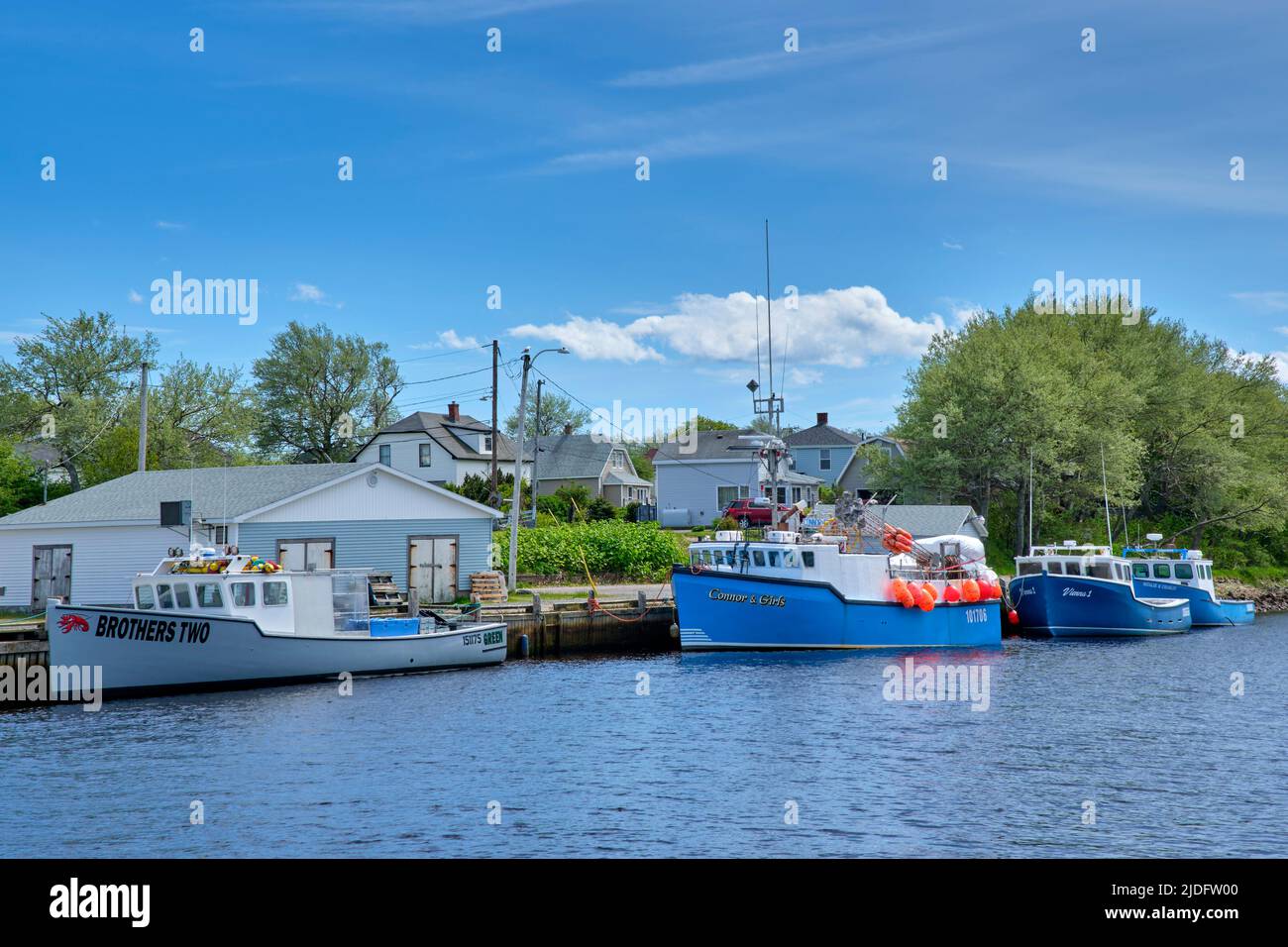 Des bateaux de pêche au homard amarrés au port de glace Bay, Cap-Breton, Nouvelle-Écosse. La pêche au homard est très importante pour l'économie de la région. Banque D'Images