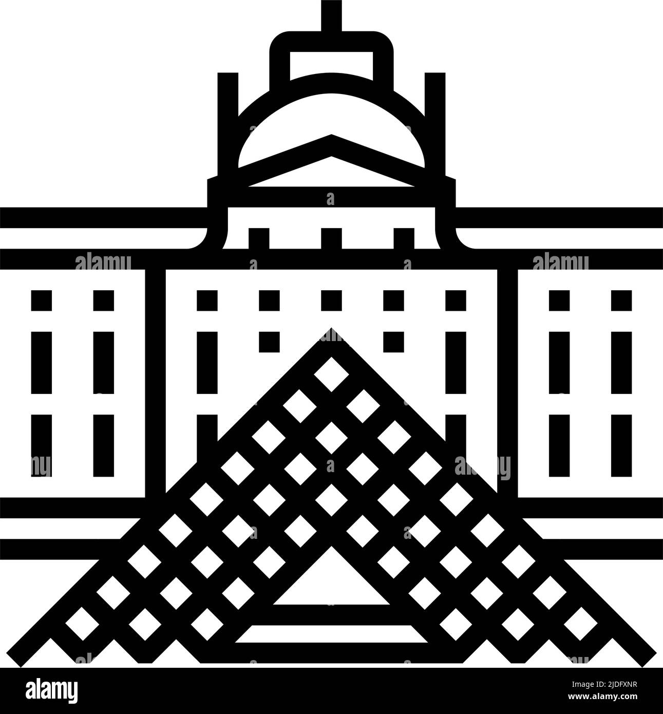 illustration vectorielle de l'icône de la ligne du musée du louvre france Illustration de Vecteur