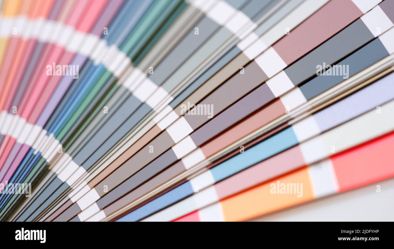 Éventail de palettes dans différents échantillons de couleurs multicolores Banque D'Images