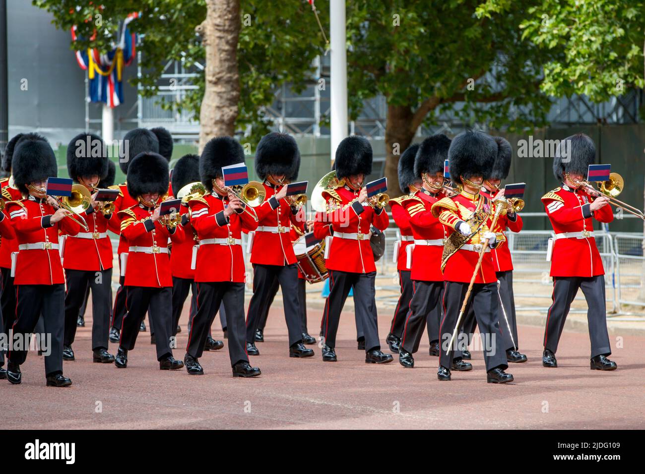 Marching Guards Band, Trooping the Color Rerépétitions, The Mall, Londres, Angleterre, Royaume-Uni, samedi, 21 mai 2022. Banque D'Images