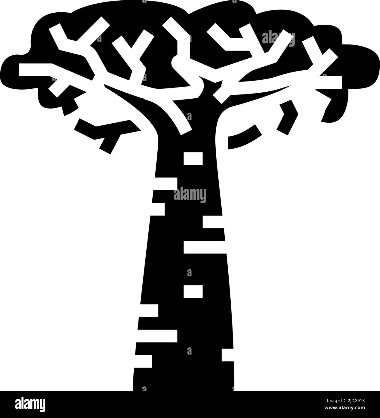 illustration du vecteur d'icône de glyphe d'arbre africain de baobab Illustration de Vecteur