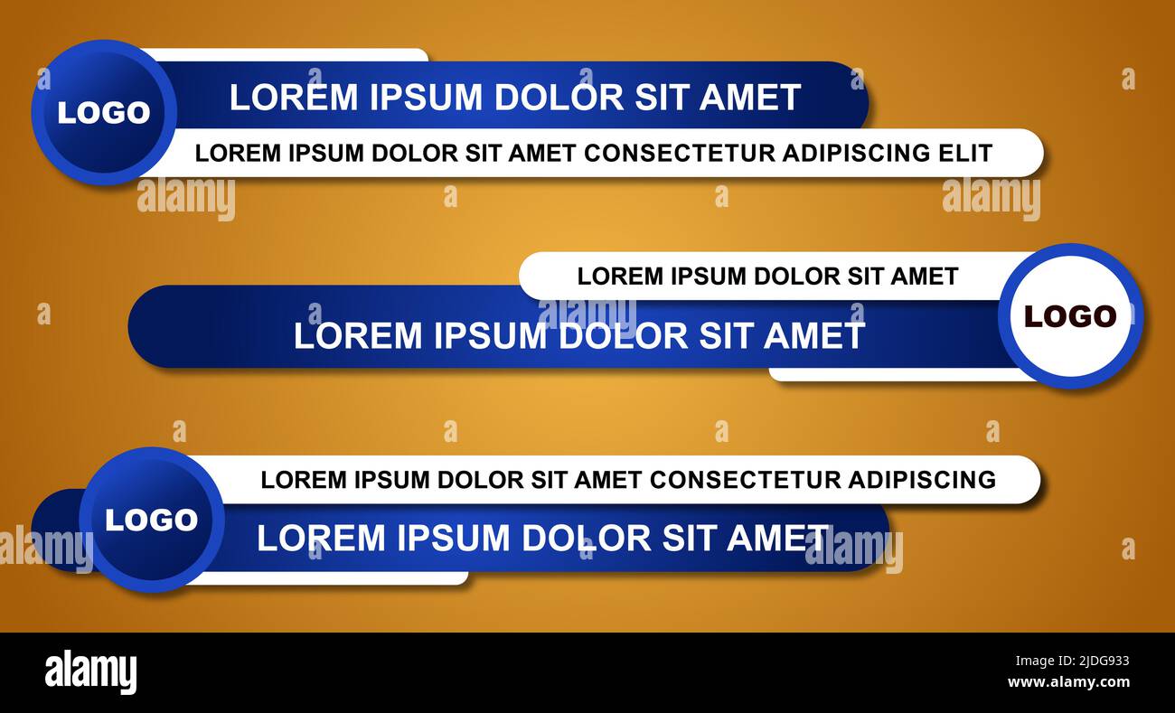 Design moderne et élégant de la troisième bannière inférieure.Ensemble graphique de nouvelles de diffusion tiers inférieurs bannière pour la télévision.Titre du titre de la vidéo vectorielle.Vect Illustration de Vecteur