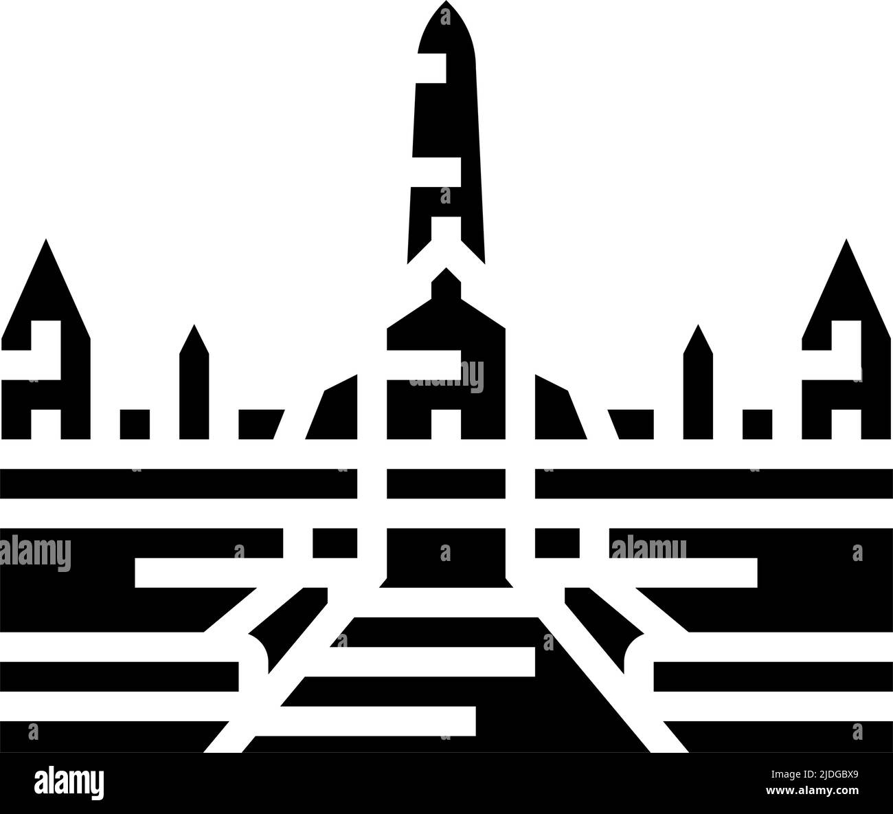 illustration vectorielle d'icône de glyphe de bâtiment historique d'ayutthaya Illustration de Vecteur