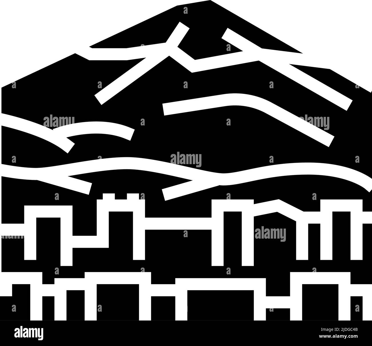 illustration vectorielle d'icône de glyphe de montagne fujiyama Illustration de Vecteur