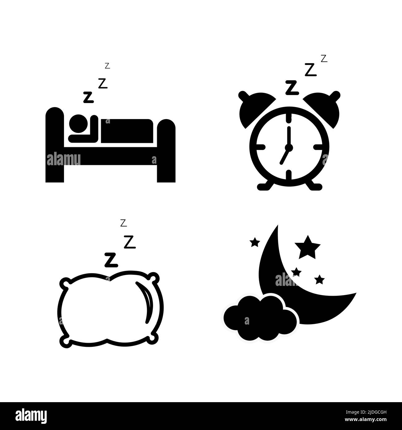 Ensemble d'icônes de sommeil plat isolé sur fond blanc Illustration de Vecteur