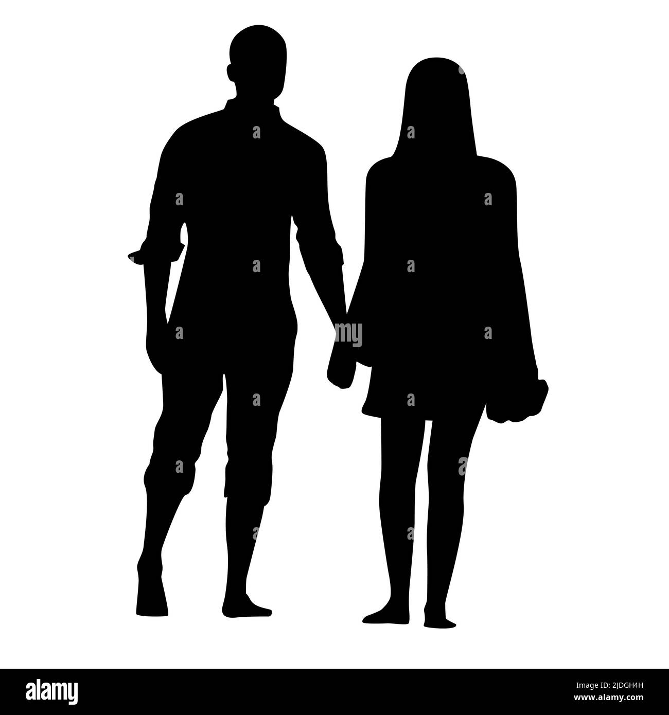 Homme et femme tenant les mains silhouette isolée sur fond blanc Illustration de Vecteur