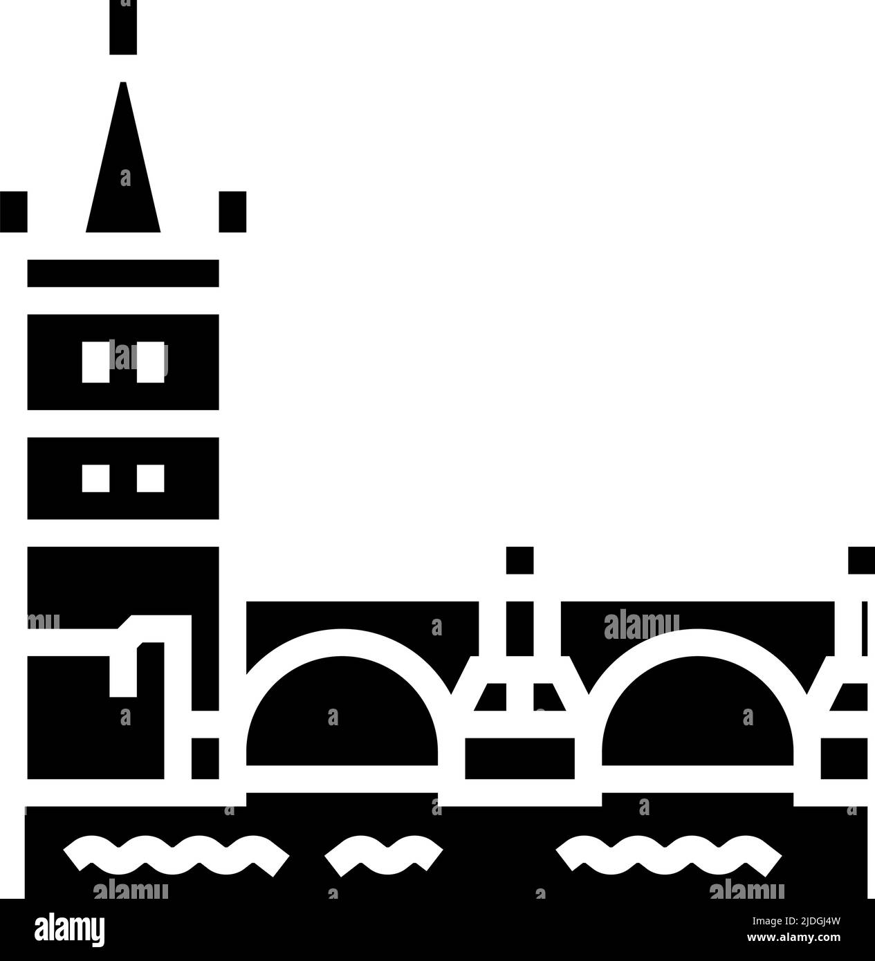 illustration du vecteur d'icône de glyphe de pont charles Illustration de Vecteur