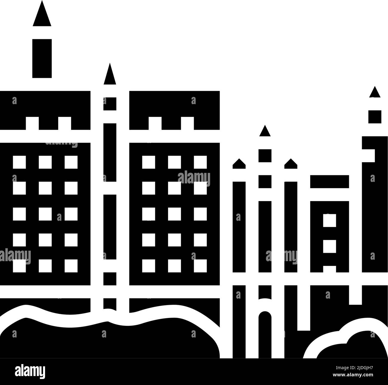 illustration vectorielle d'icône de glyphe du château de neuschwanstein Illustration de Vecteur