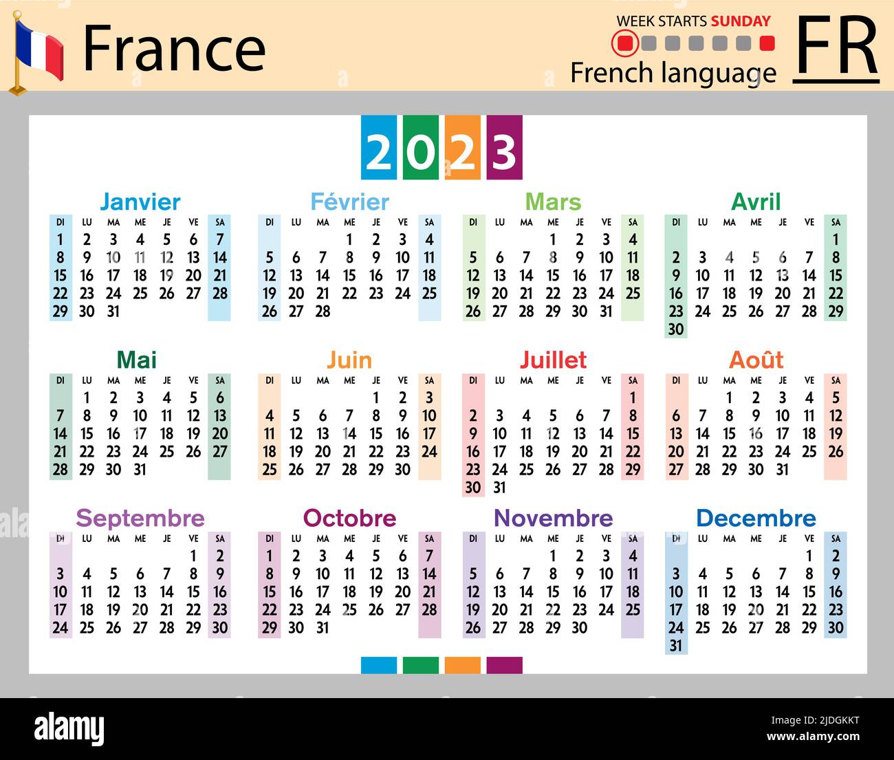 Calendrier 2023 Francais Banque De Photographies Et Dimages à Haute