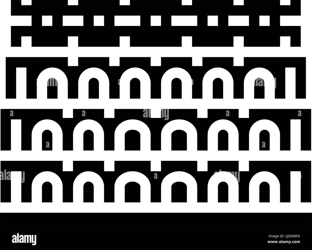 colosseum roma construction médiévale glyphe icône illustration vectorielle Illustration de Vecteur