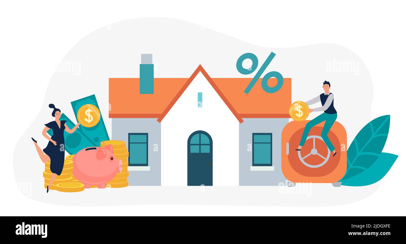Crédit d'argent concept pour acheter maison, prêt et hypothèque Illustration de Vecteur
