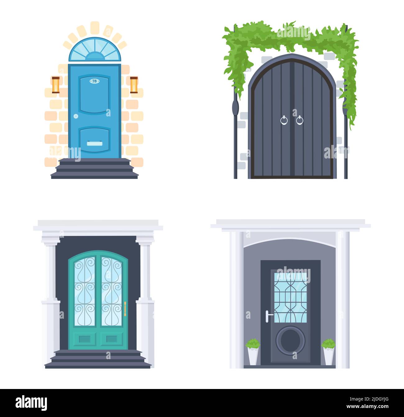 Portes avant design pour appartement ou maison de campagne Illustration de Vecteur