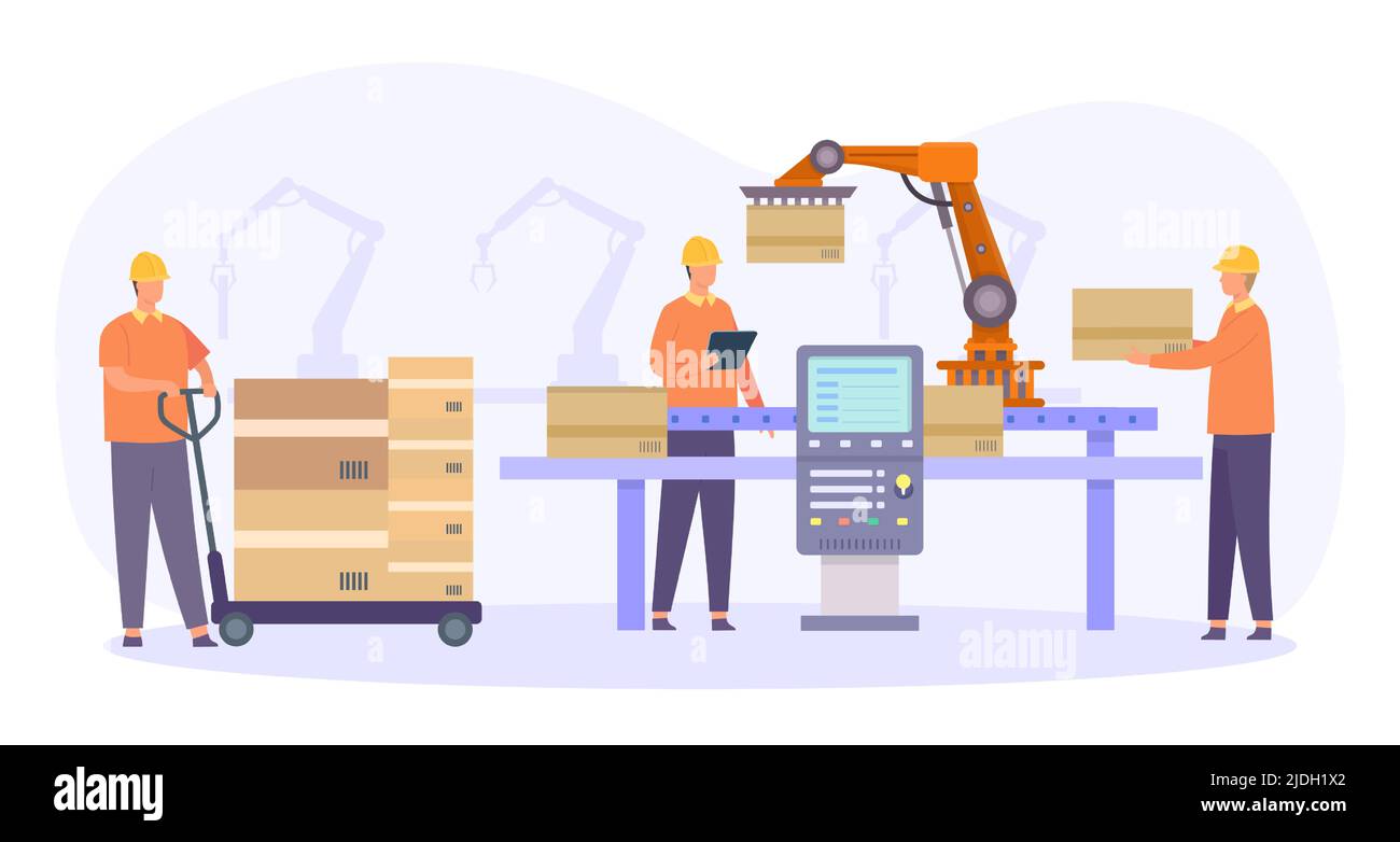 Industrie de fabrication automatisation concepts production de tapis transporteurs Illustration de Vecteur