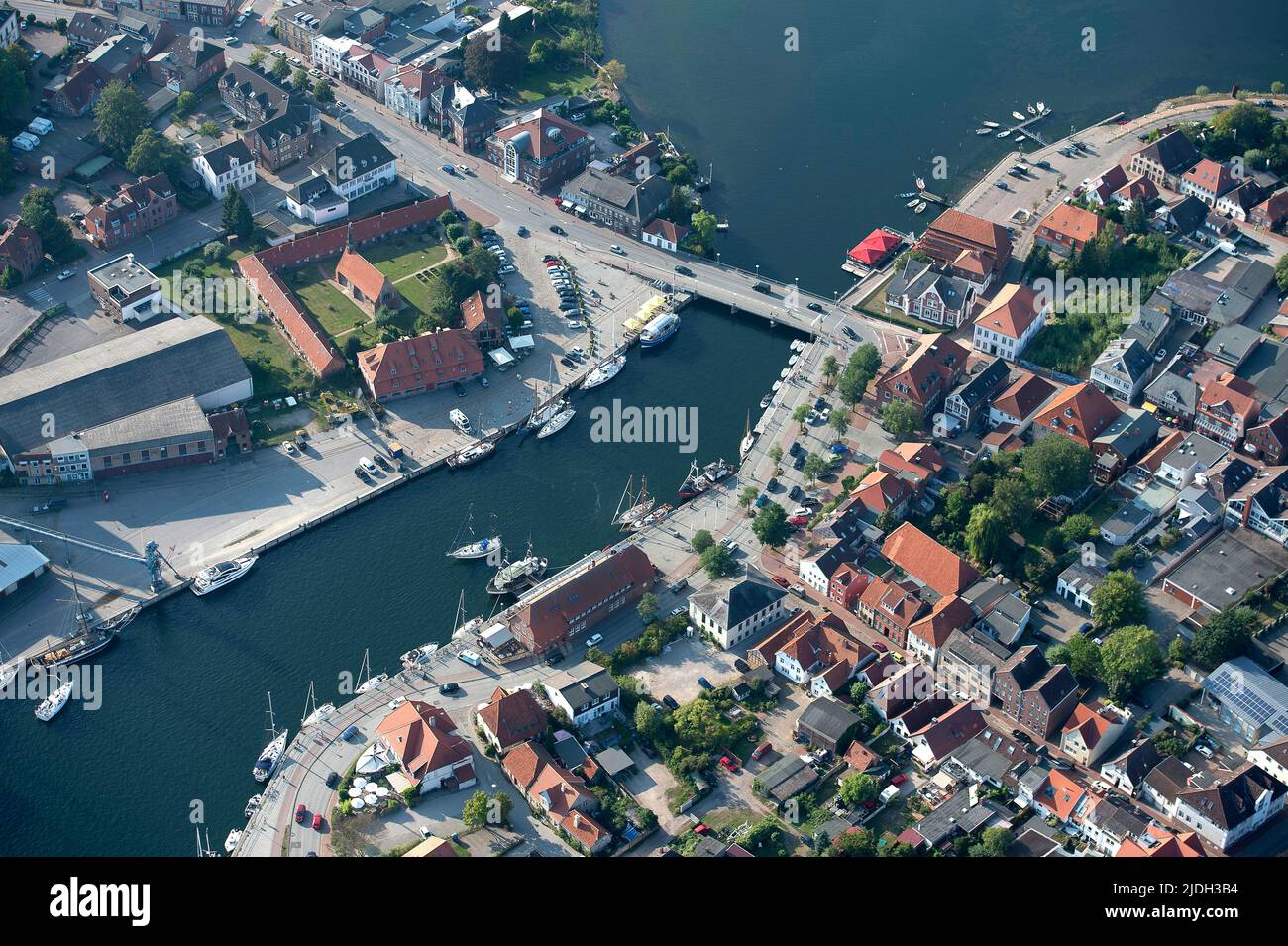 Port et lac intérieur Neustadt dans l'est de Holstein, vue aérienne 08/31/2019, Allemagne, Schleswig-Holstein Banque D'Images