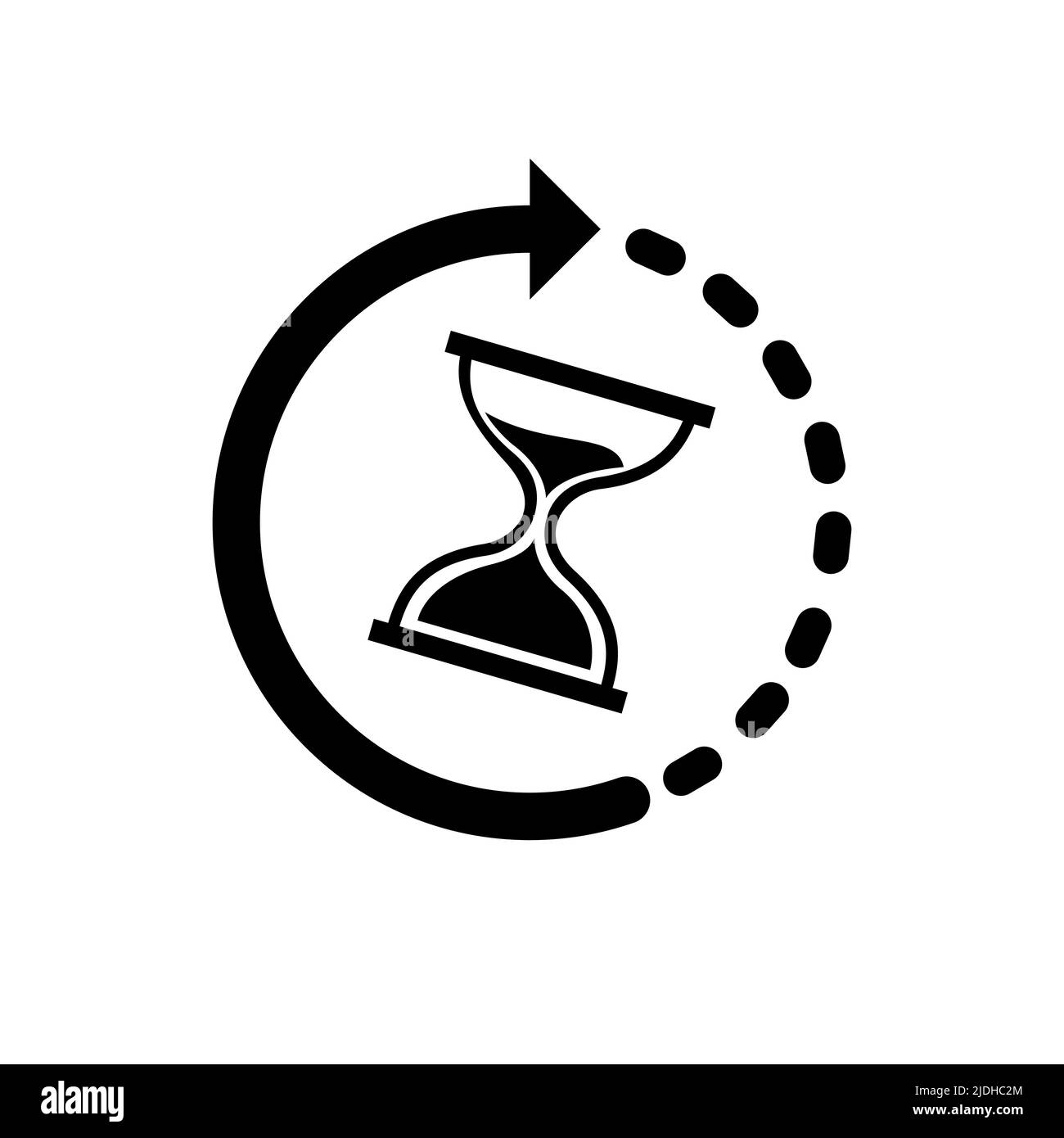 Icône temps d'attente. Vecteur d'horloge HourGlass. Panneau moderne en verre plat. Symbole d'arrêt tendance pour le site Web. Illustration du logo. Illustration de Vecteur