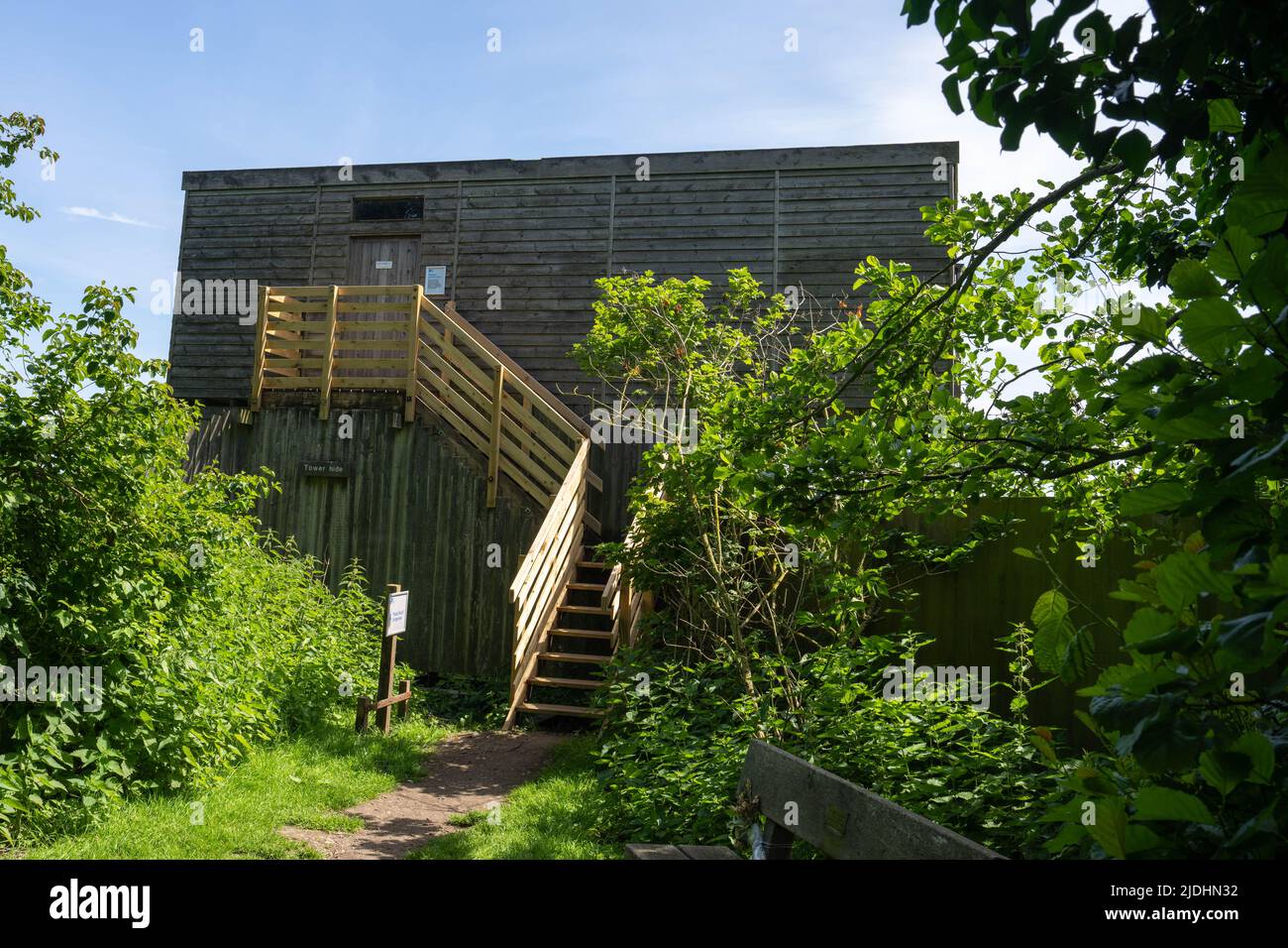 Une vue de la Tour de cacher sur la Fen de Strumpshaw de RSPB à Norfolk Banque D'Images