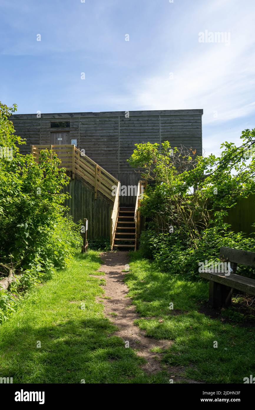 Une vue de la Tour de cacher sur la Fen de Strumpshaw de RSPB à Norfolk Banque D'Images