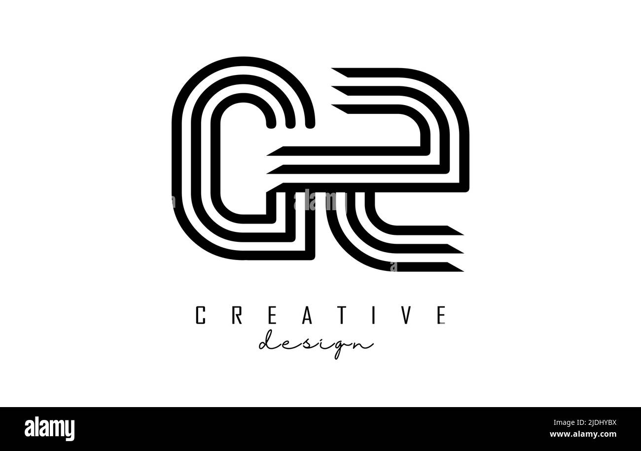 Lettres GS g s en lignes noires avec logo monogramme. Illustration vectorielle créative avec motif de lignes géométriques. Illustration de Vecteur