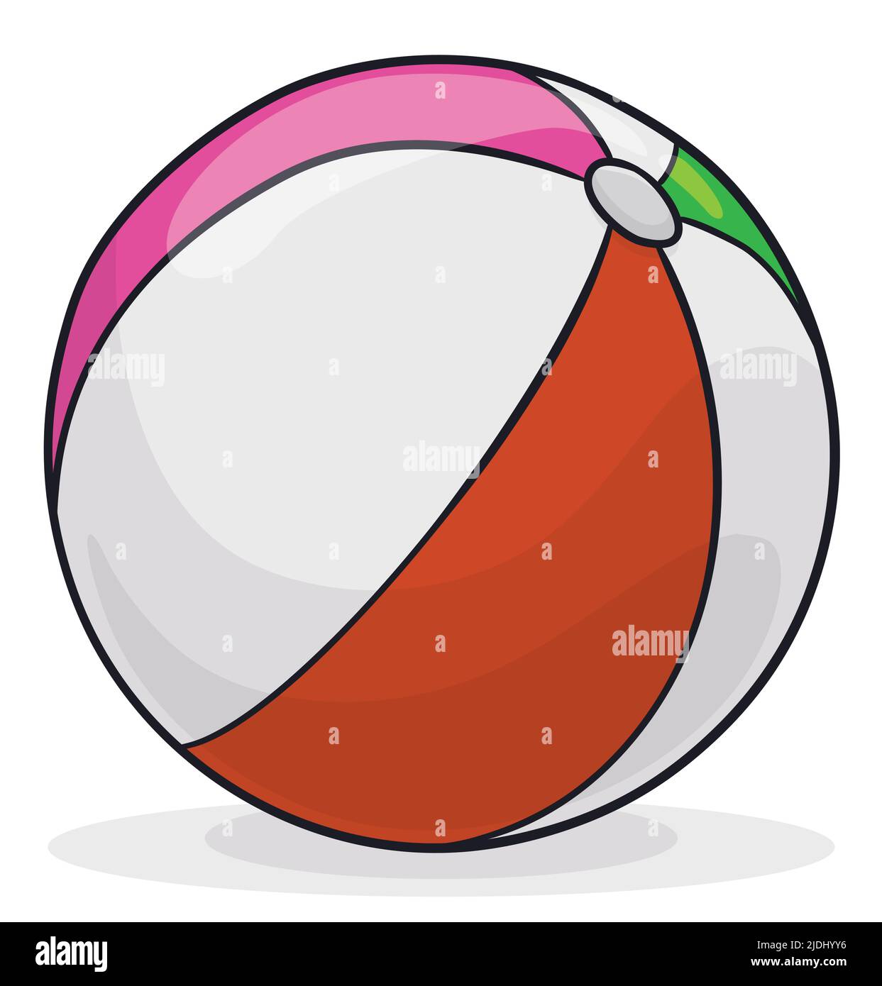 Vue sur le ballon de plage géant et coloré. Design de style dessin animé, isolé sur fond blanc. Illustration de Vecteur