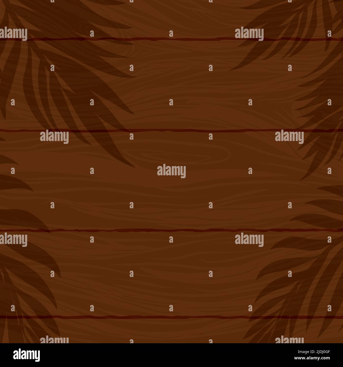 Vue sur le gabarit de panneau en bois, avec silhouettes de feuilles de palmier. Design de style dessin animé. Illustration de Vecteur