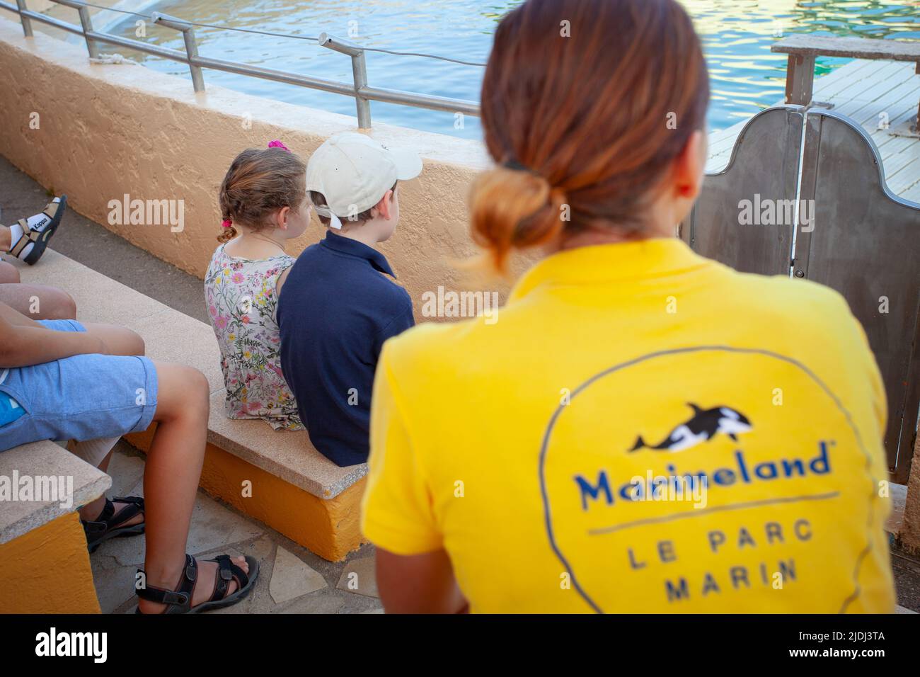 Visiteurs à Marineland, France Banque D'Images