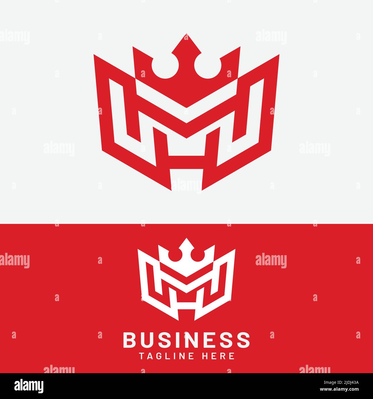 M H MH HM lettre Monogramme initial avec modèle de logo Crown. Convient pour General Sports Fitness Finance Construction Company Business Corporate Illustration de Vecteur