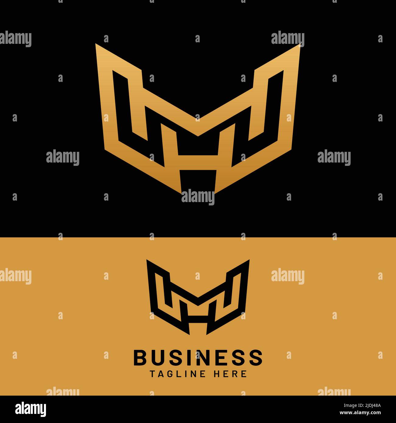 M H MH HM lettre Monogramme modèle de logo initial. Convient à General Sports Fitness Finance Construction entreprise Business Shop Illustration de Vecteur