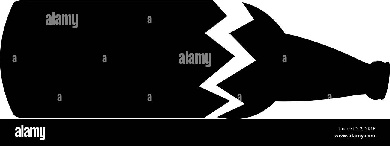 Illustration vectorielle de la silhouette noire d'une bouteille cassée Illustration de Vecteur