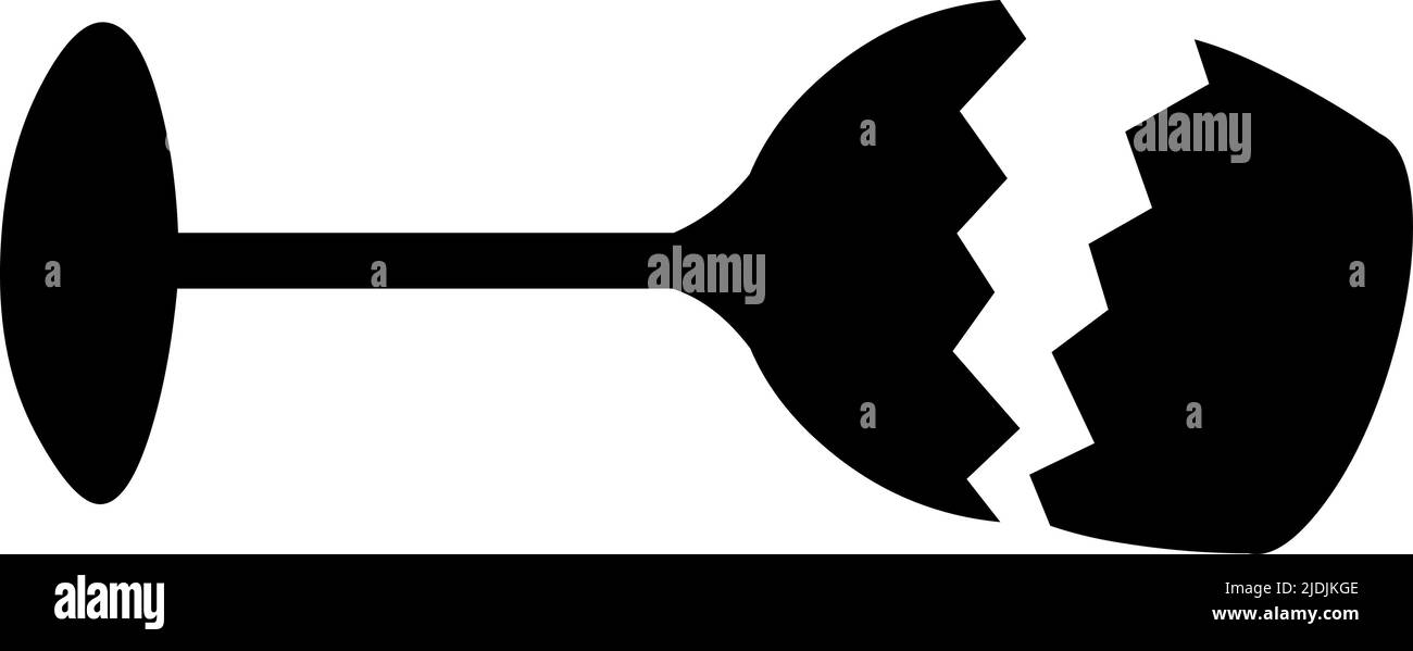 Illustration vectorielle de la silhouette noire d'un verre à vin cassé Illustration de Vecteur