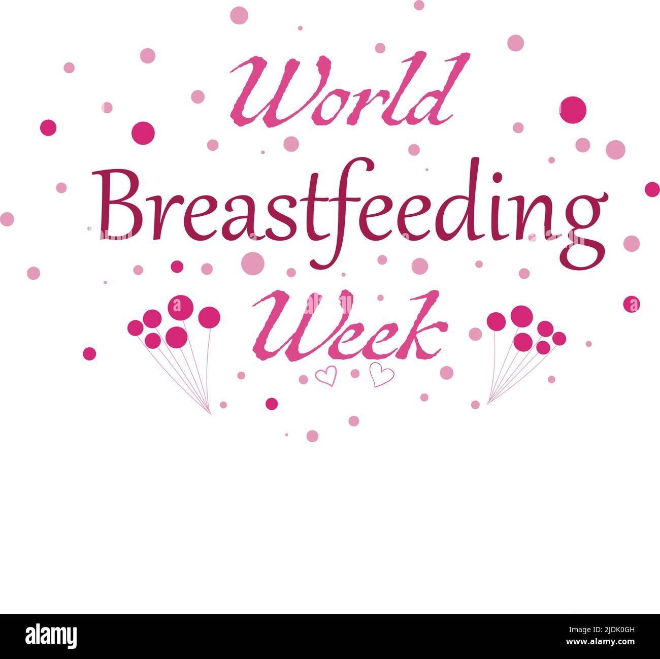 Semaine mondiale de l'allaitement maternel, 1-7 août, texte lettering design, Love and maternité concept. Banque D'Images