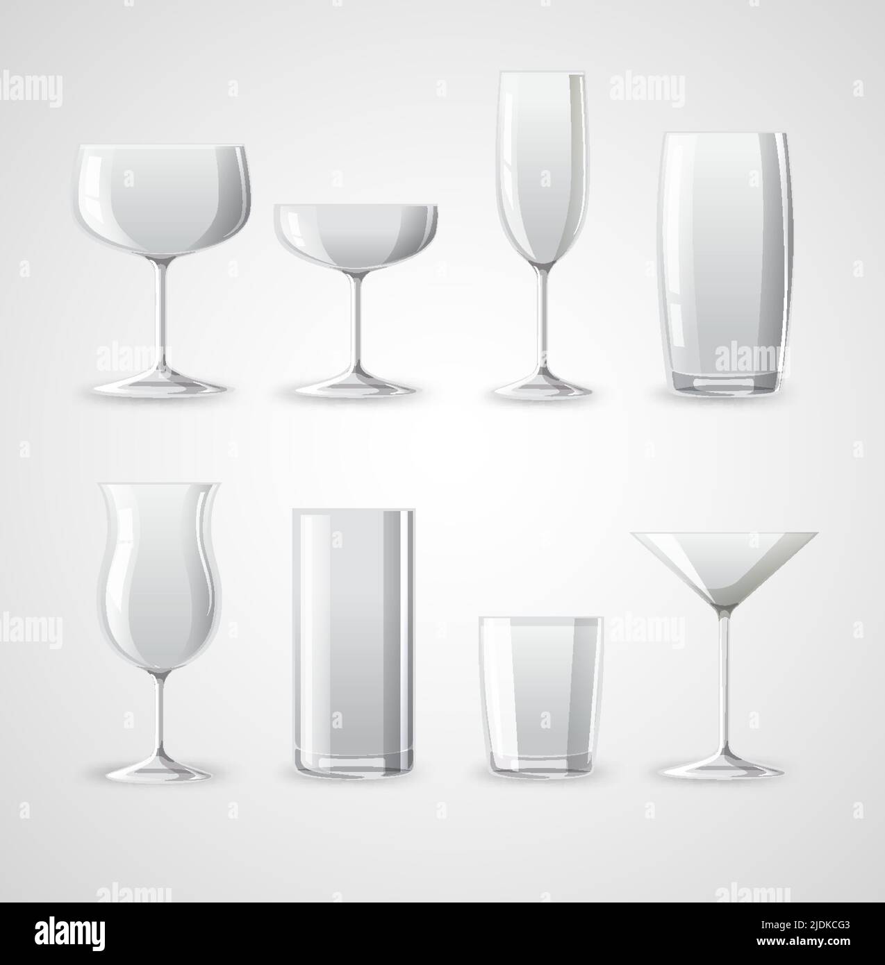 Illustration des types de verres à cocktail Illustration de Vecteur