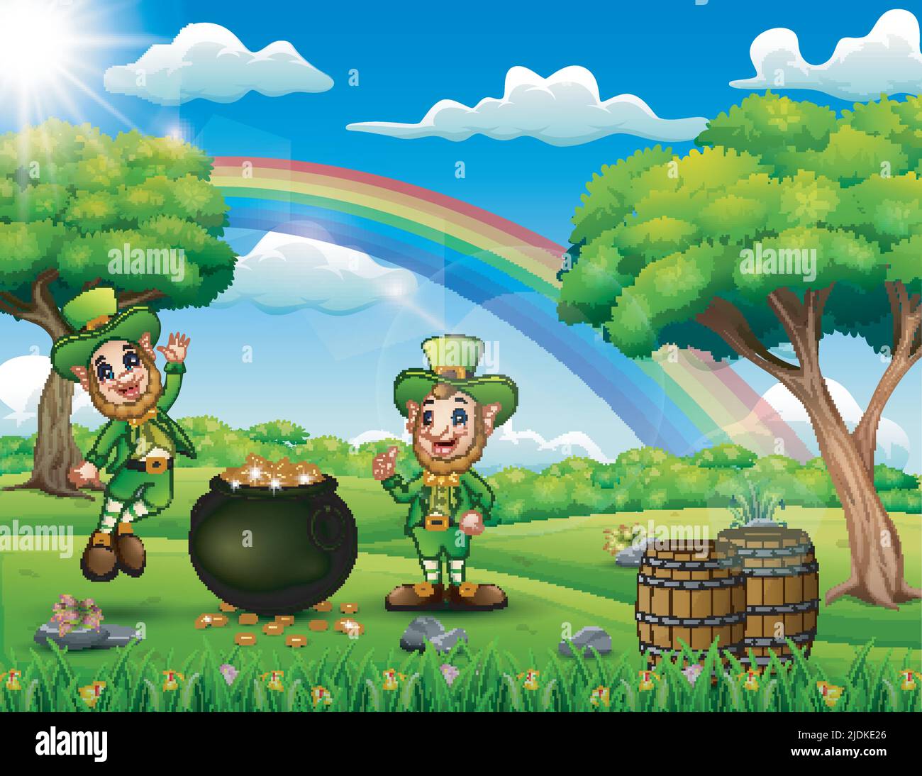 Saint Patrick autour de la journée avec des lieurechauns Illustration de Vecteur