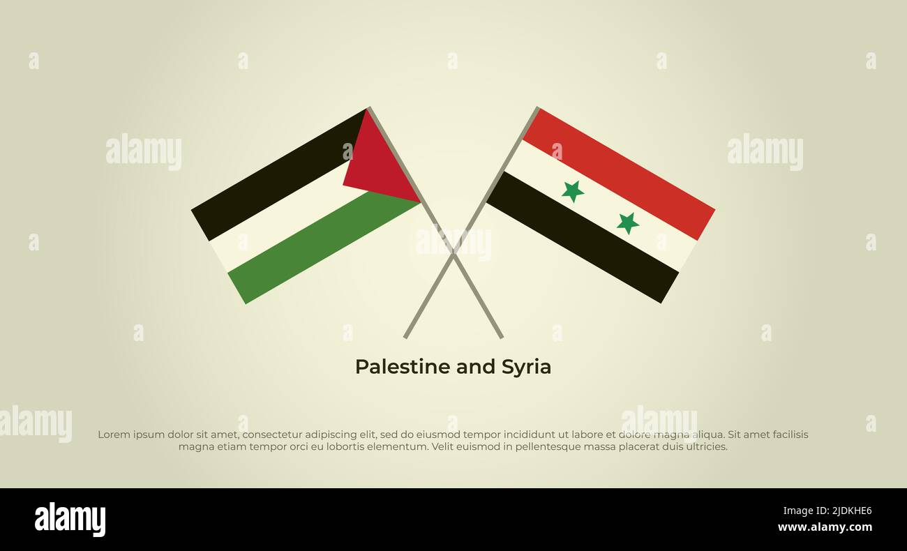 Drapeaux croisés de la Palestine et de la Syrie.Couleurs officielles.Proportion correcte Illustration de Vecteur