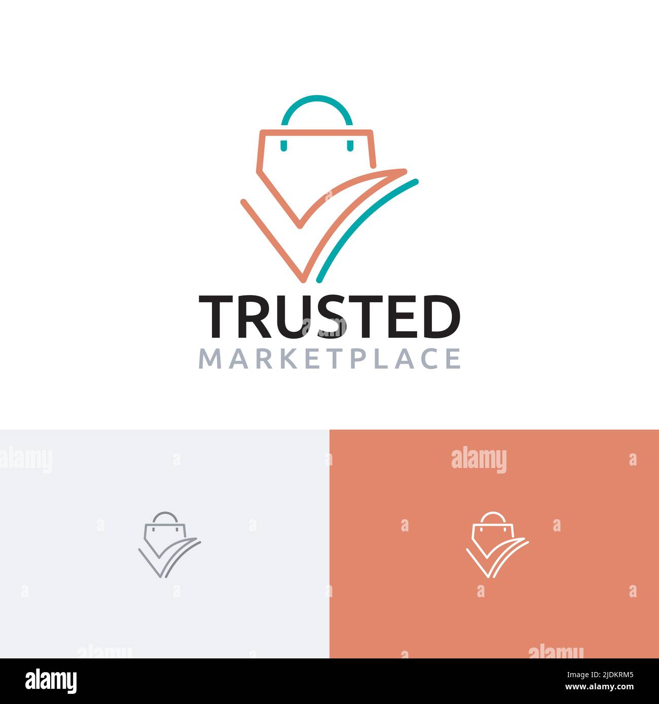 Logo du sac d'achat en ligne Trusted Marketplace Illustration de Vecteur