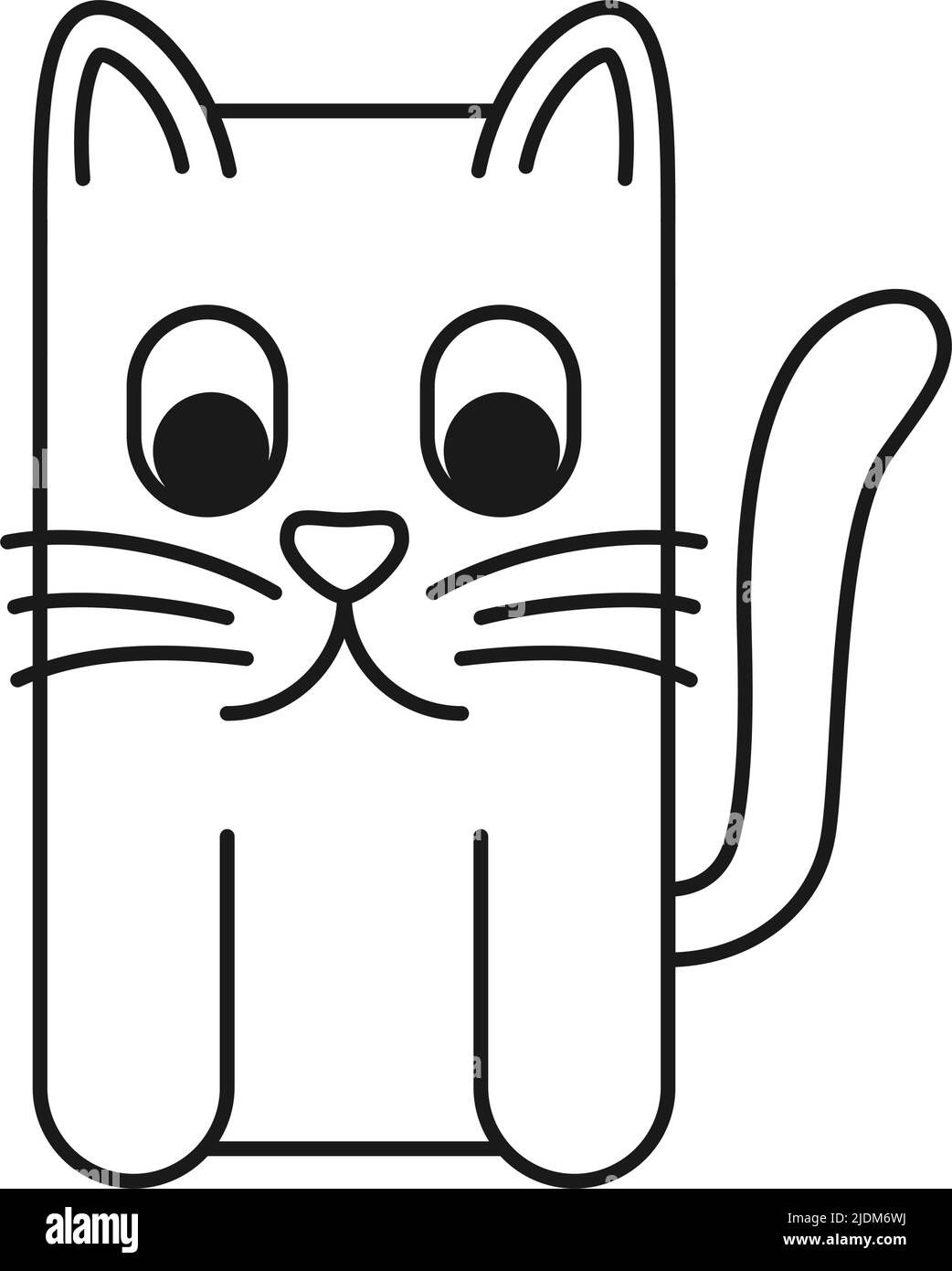 Dessin au trait noir et blanc géométrique stylisé chat dessin animé national animal. Illustration vectorielle sur le thème d'un animal pour icône, tampon, étiquette, badge, autocollant, cadeau c Illustration de Vecteur