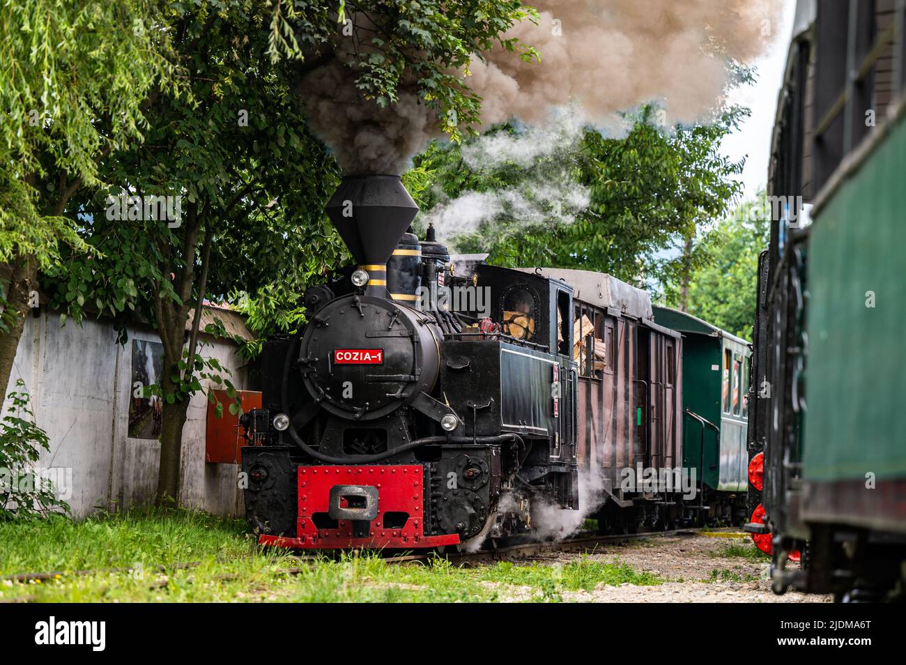 Viseu de sus, Maramures, Roumanie - 13 juin 2022: Train à vapeur Mocanita. Banque D'Images