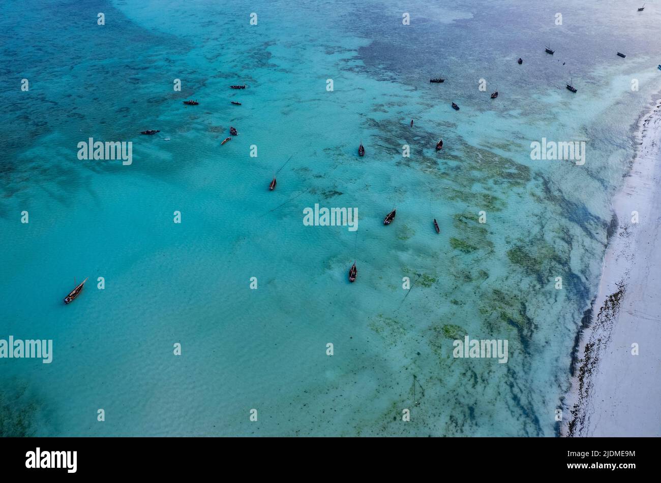 Pêcheurs tanzaniens, vue drone Banque D'Images