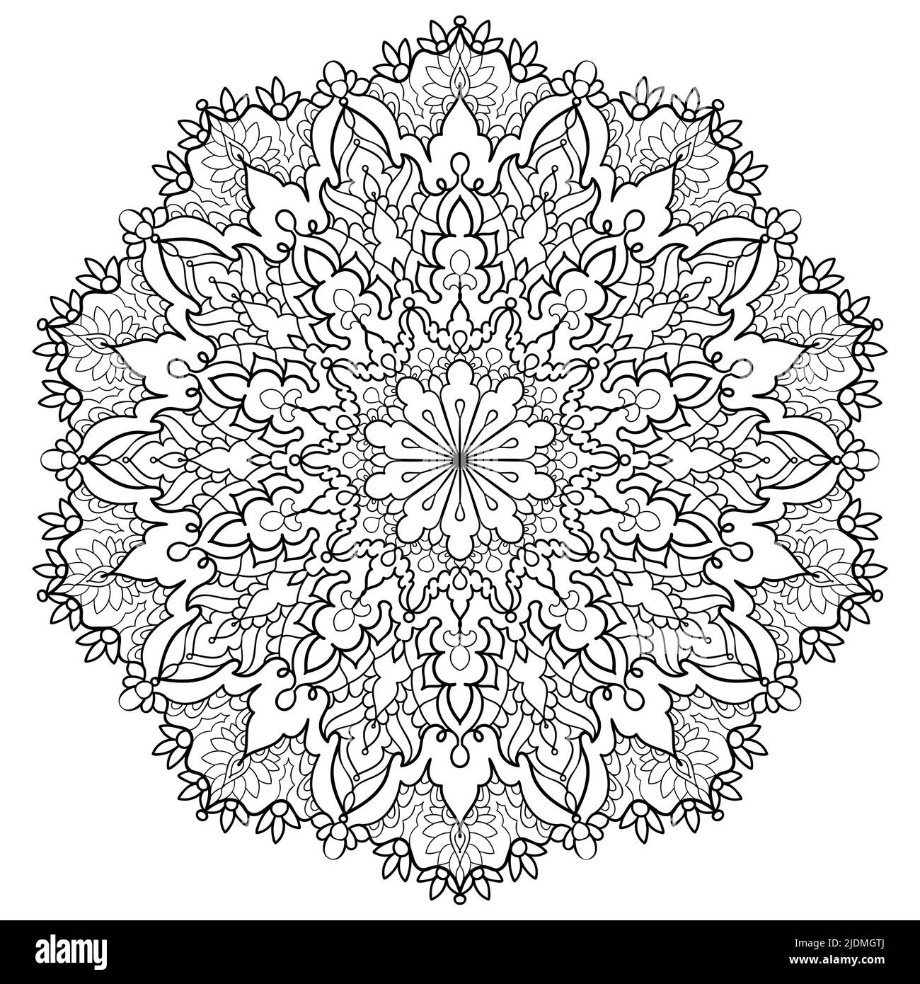 Mandala. Image linéaire noir et blanc. Vecteur Illustration de Vecteur