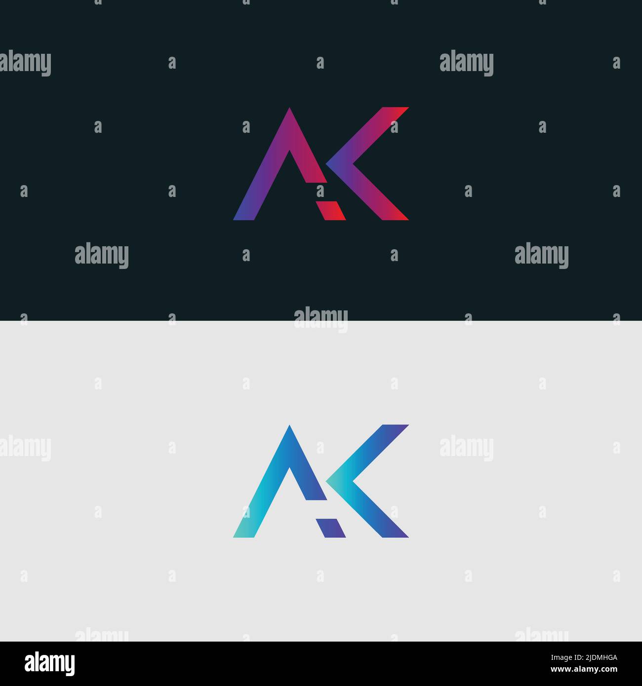 Lettre alphabétique icône logo AK Illustration de Vecteur