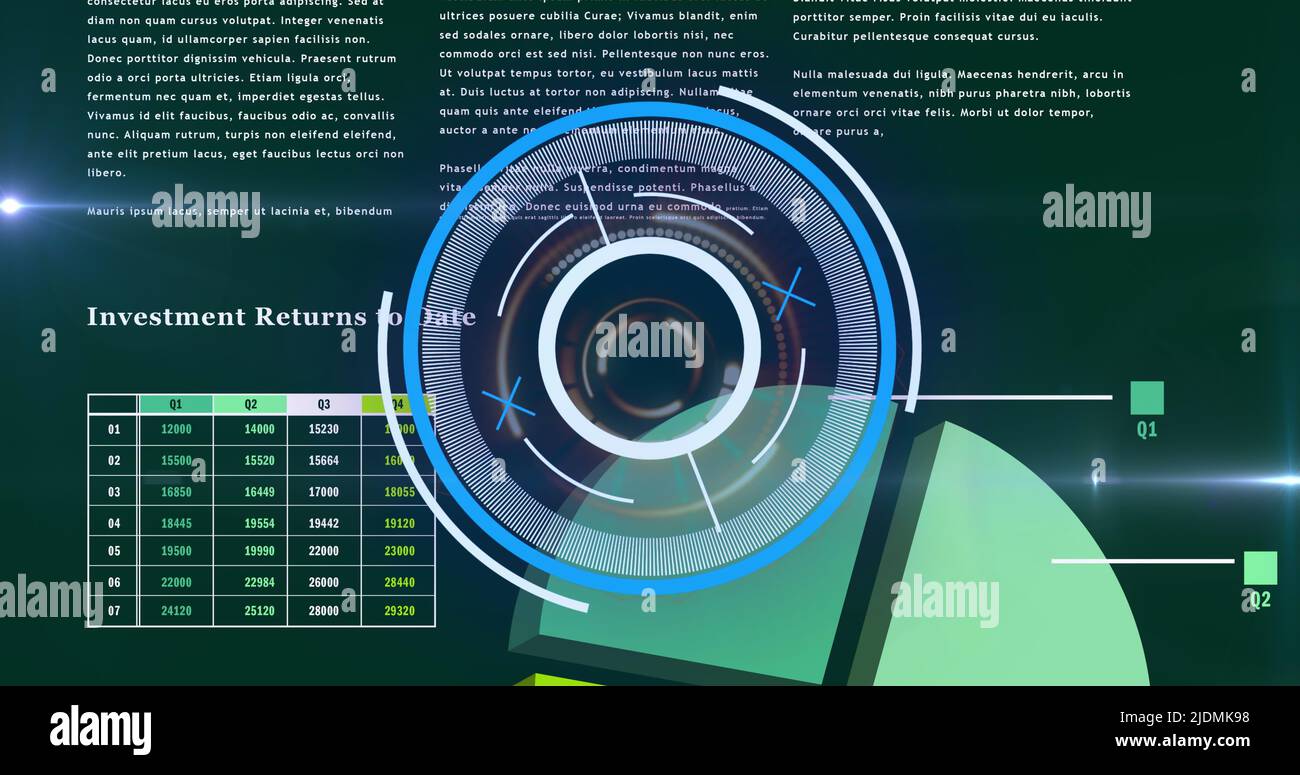 Image du cercle de traitement sur le graphique et les données scientifiques Banque D'Images