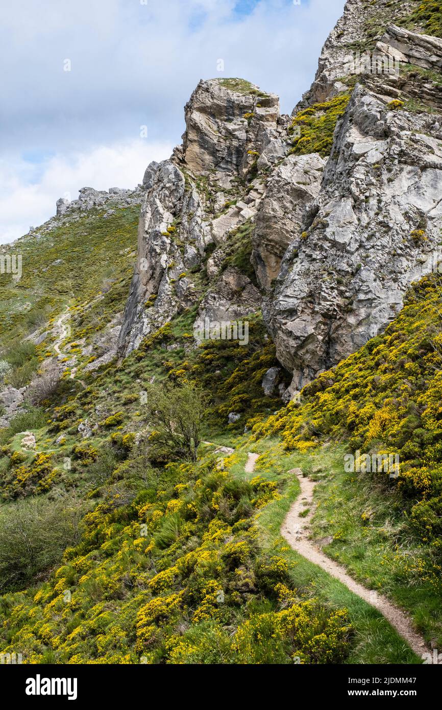 Espagne, Asturies. Gorges le long du sentier des randonneurs, parc naturel de Sexiedo, réserve de biosphère, montagnes Cantabriennes. Banque D'Images